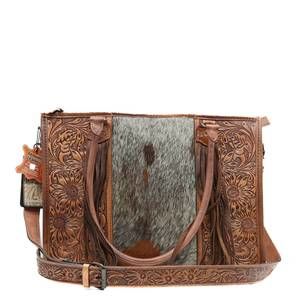 NEW AMERICAN DARLING women's tooled tote bag in brown